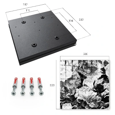 Key box for wall Black and white flowers