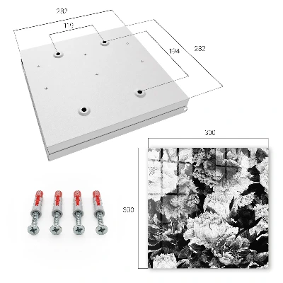 Key box for wall Black and white flowers