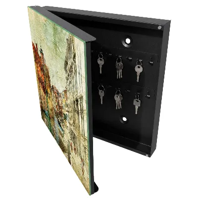 Wall mounted key box Colorful city