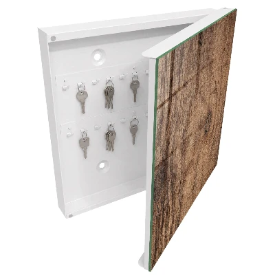 Wall-mounted key box with wood texture finish