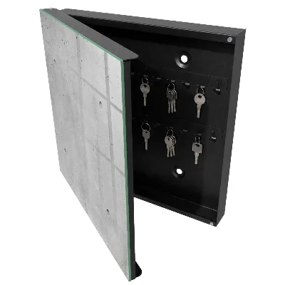 Key cabinet in raw concrete finish