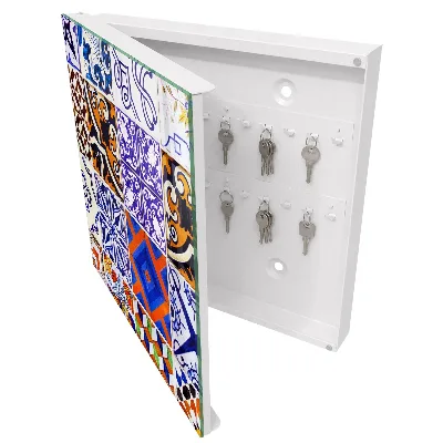 Wall mounted key box Colorful tiles