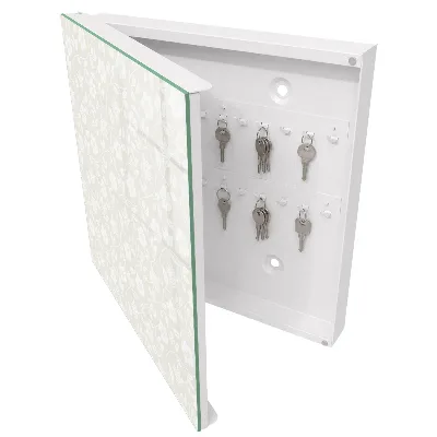 Wall-mounted key box with floral pattern
