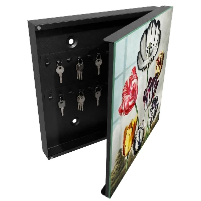 Wall mounted key box Retro tulips