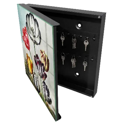 Wall mounted key box Retro tulips