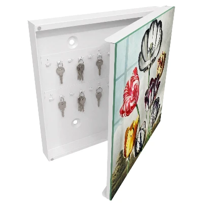 Wall mounted key box Retro tulips