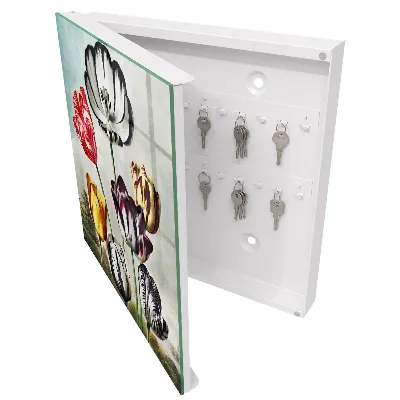 Wall mounted key box Retro tulips