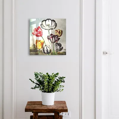 Wall mounted key box Retro tulips