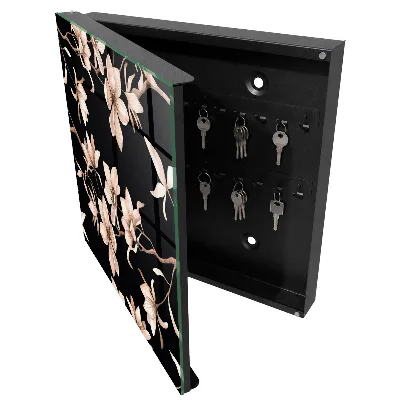 Wall mounted key box Cream flowers
