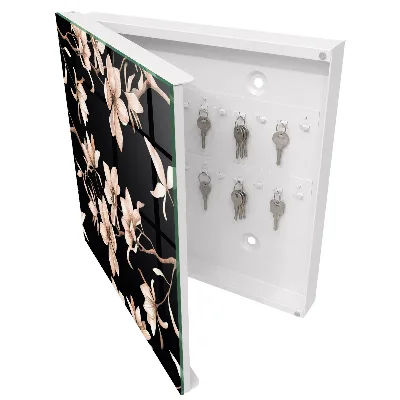 Wall mounted key box Cream flowers