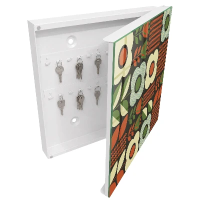 Wall mounted key box cheerful flowers design