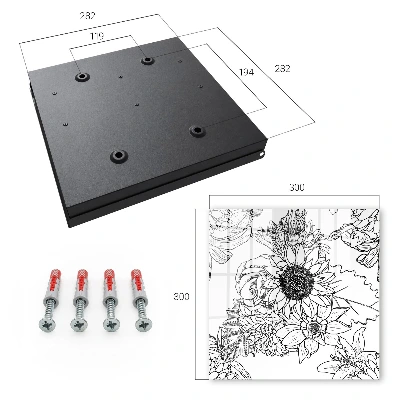 Key cabinet Black and white flowers