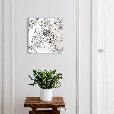 Key cabinet Black and white flowers