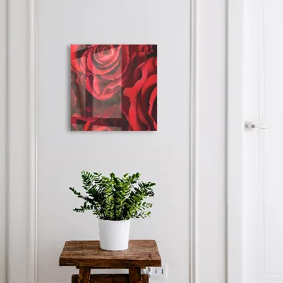 Wall mounted key box with a red roses design