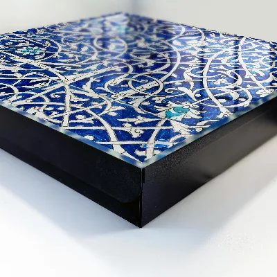 Wall mounted key box Blue arabesque