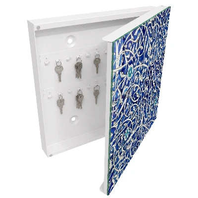 Wall mounted key box Blue arabesque