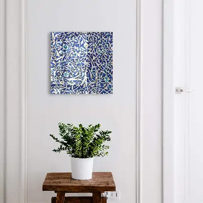 Wall mounted key box Blue arabesque