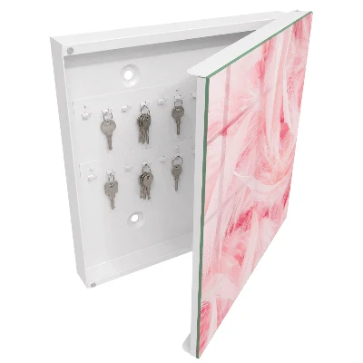 Key cabinet Pink feathers