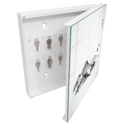 Wall mounted key box Japanese mountains