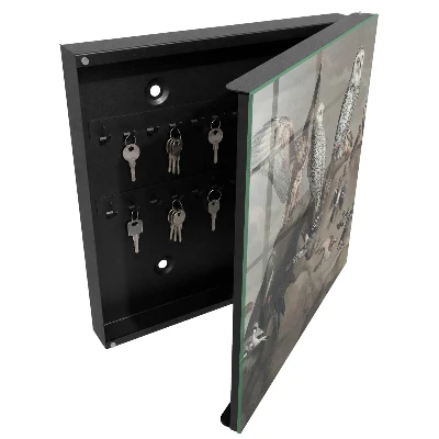 Wall mounted key box Birds on a rock