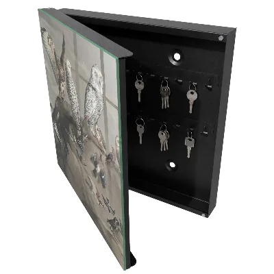 Wall mounted key box Birds on a rock