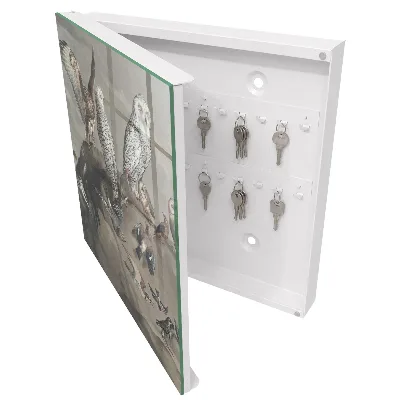 Wall mounted key box Birds on a rock