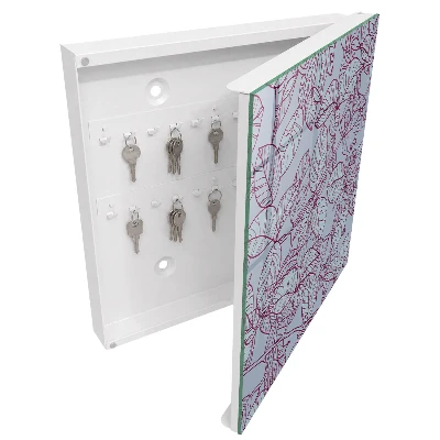 Wall mounted key box Burgundy leaves