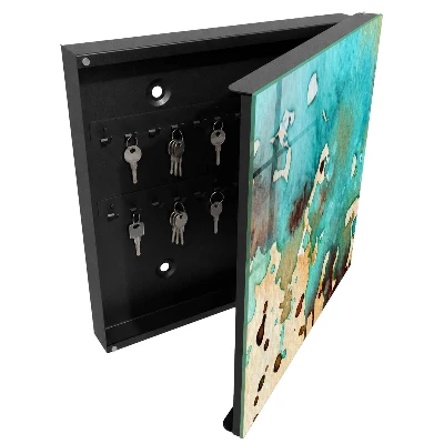 Wall mounted key box Turquoise abstraction