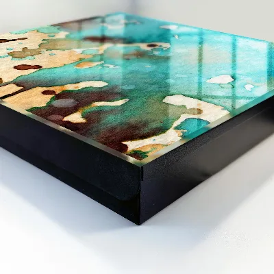 Wall mounted key box Turquoise abstraction