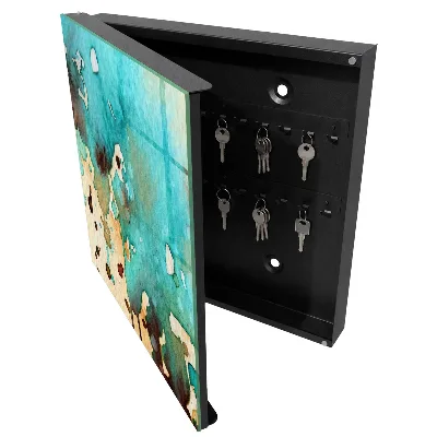 Wall mounted key box Turquoise abstraction