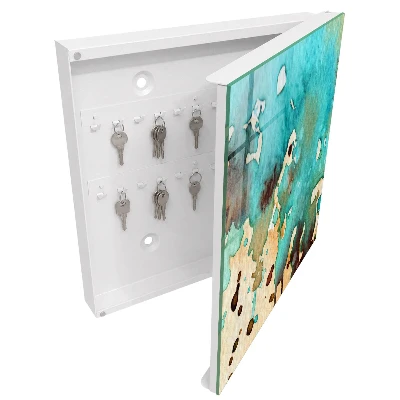 Wall mounted key box Turquoise abstraction