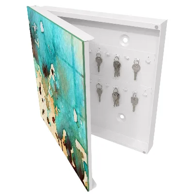 Wall mounted key box Turquoise abstraction