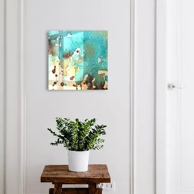 Wall mounted key box Turquoise abstraction