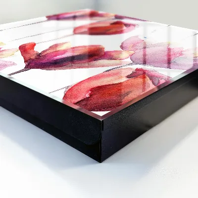 Wall mounted key box Watercolor tulips