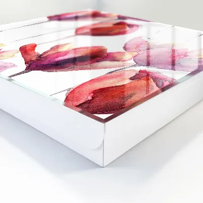 Wall mounted key box Watercolor tulips