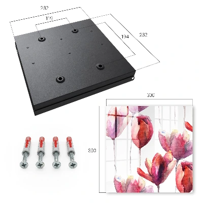 Wall mounted key box Watercolor tulips