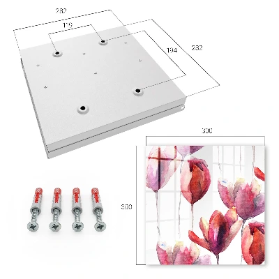 Wall mounted key box Watercolor tulips