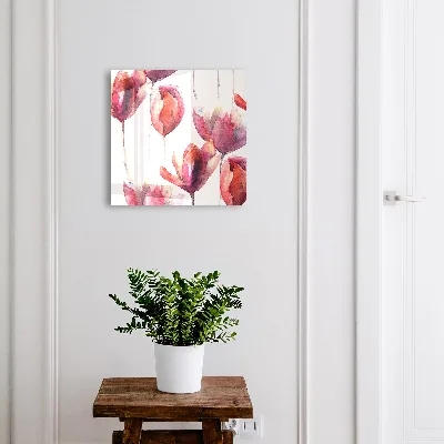 Wall mounted key box Watercolor tulips
