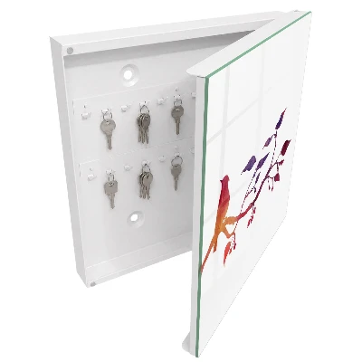 Wall mounted key box Branch with a bird