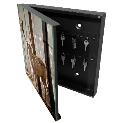Wall mounted key box Deer in the forest