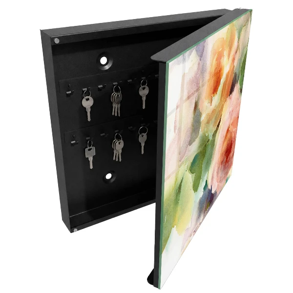 Wall mounted key box Watercolor flowers