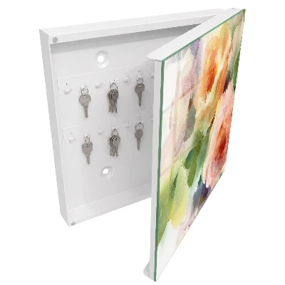 Wall mounted key box Watercolor flowers