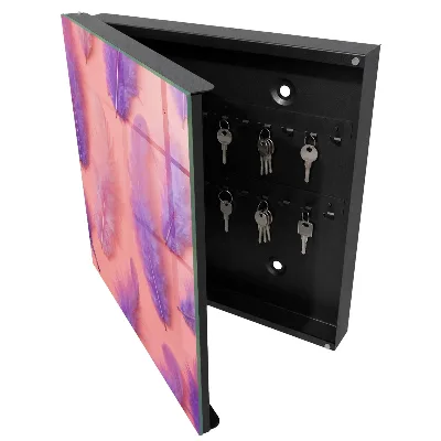 Key box for wall Purple feathers