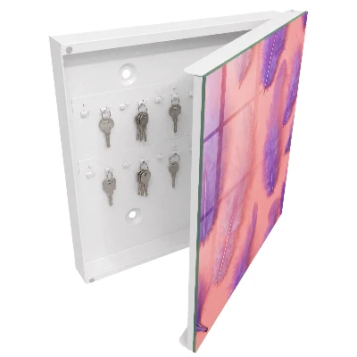 Key box for wall Purple feathers