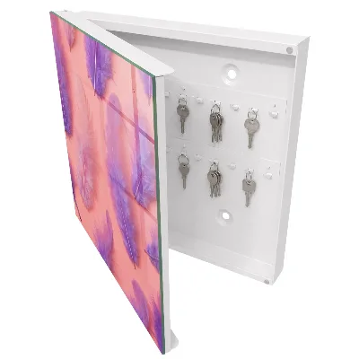 Key box for wall Purple feathers