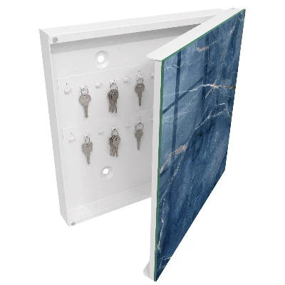 Wall mounted key box blue marble design
