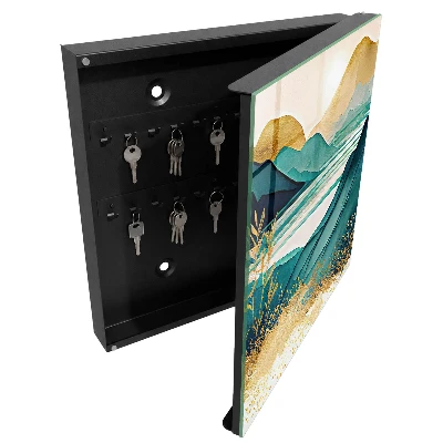 Wall mounted key box Turquoise mountains