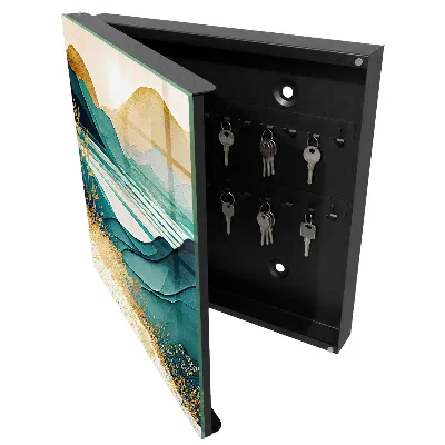 Wall mounted key box Turquoise mountains