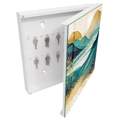 Wall mounted key box Turquoise mountains