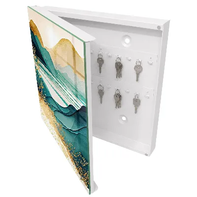 Wall mounted key box Turquoise mountains